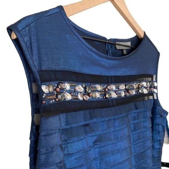 NWT KM Collections Milla Bell Size 14 Blue Formal Dress Evening Gown Jewel Prom - Picture 2 of 10